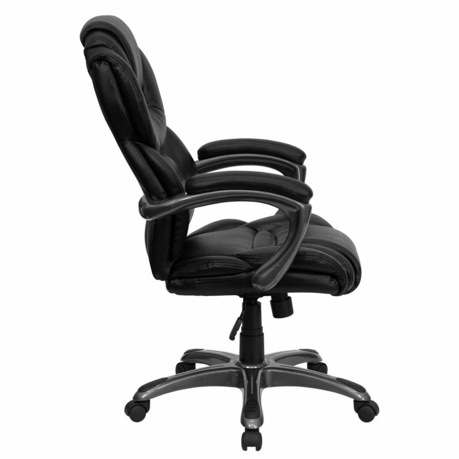 Office Chairs * | Cheap Executive Chairs Flash Furniture High Back Executive Office Chair With Leather Padded Loop Arms