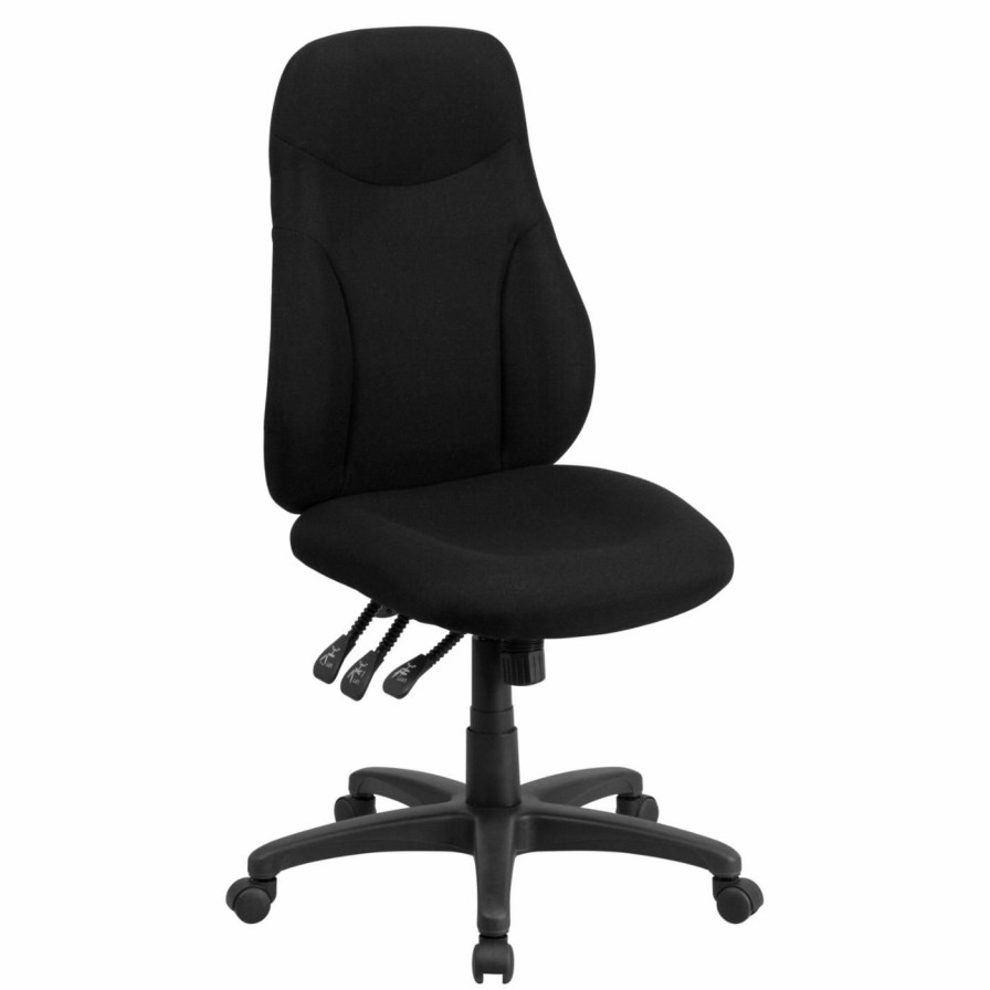 Task Chairs * | Top 10 Task Chairs Flash Furniture High Back Fabric Multi-Functional Ergonomic Swivel Task Chair