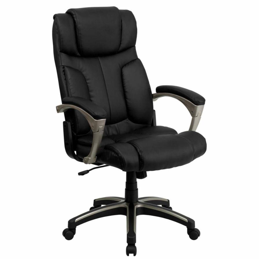 Office Chairs * | Best Reviews Of Executive Chairs Flash Furniture High Back Folding Leather Executive Swivel Office Chair