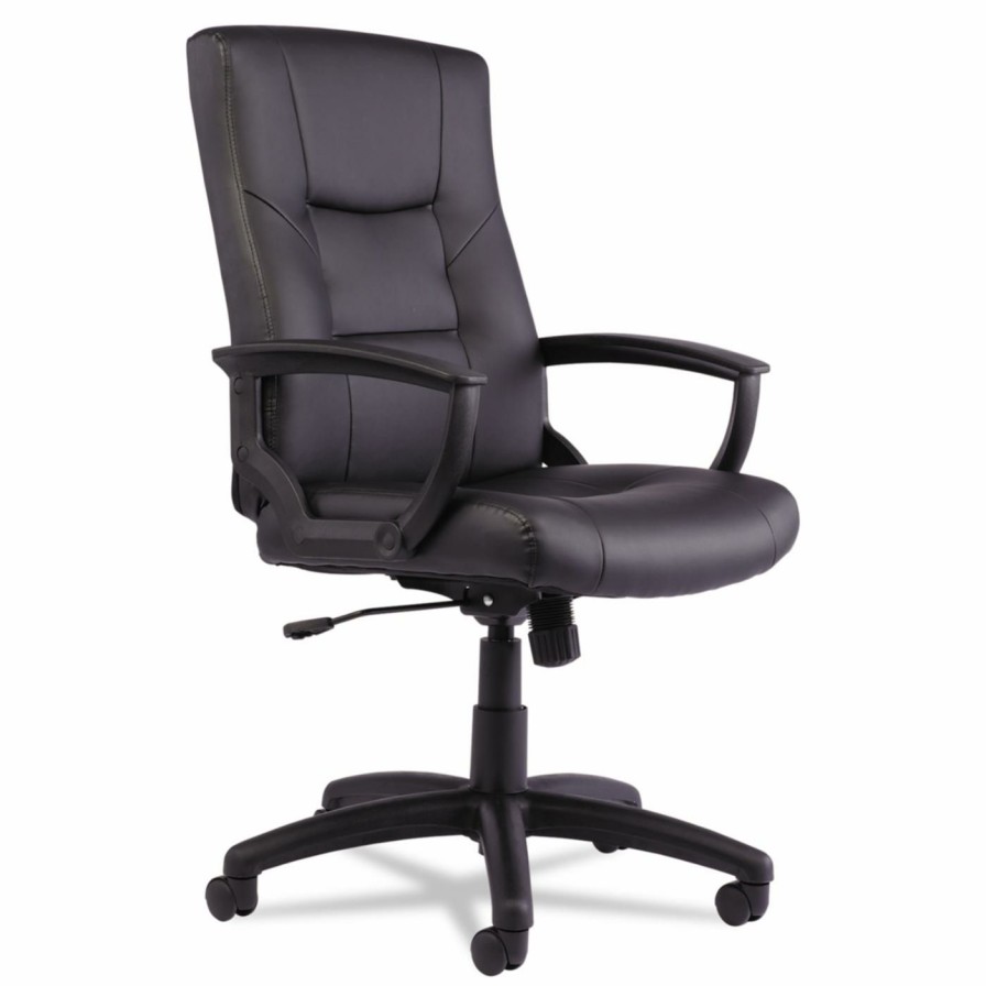 Office Chairs * | Executive Chairs Alera Yr Series Executive Leather High-Back Swivel/Tilt Leather Chair Black