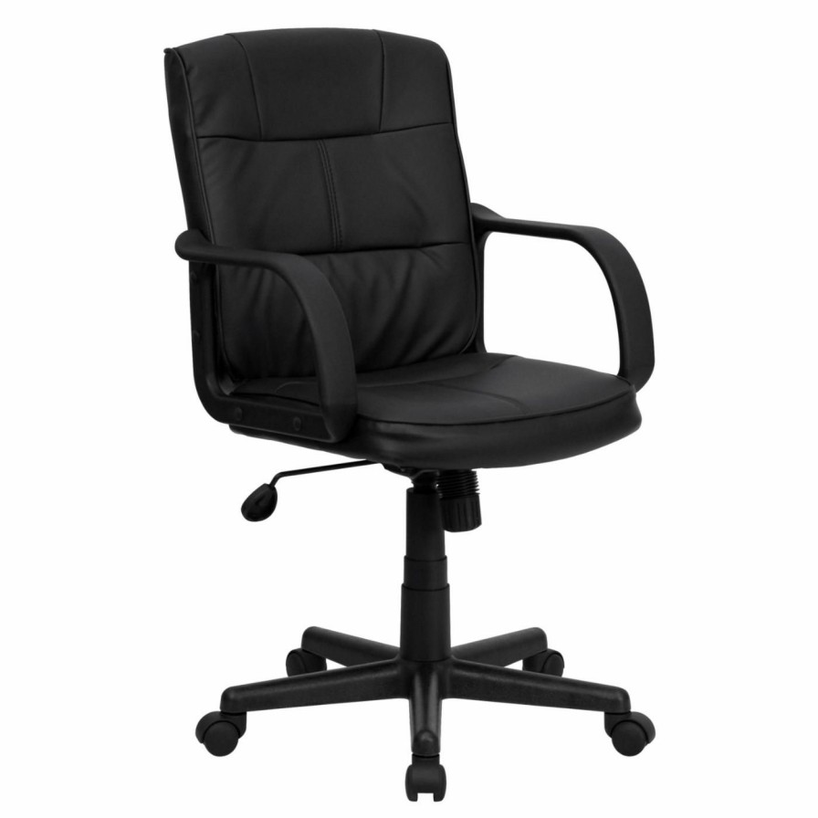 Task Chairs * | Flash Sale Task Chairs Flash Furniture Mid-Back Office Chair With Nylon Arms Black