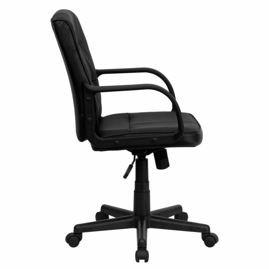 Task Chairs * | Flash Sale Task Chairs Flash Furniture Mid-Back Office Chair With Nylon Arms Black