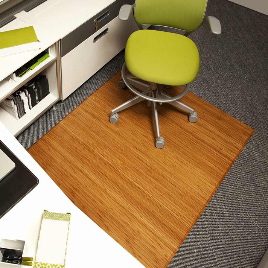 Computer Chair Mats * | Buy Computer Chair Mats Anji Mountain Natural Bamboo Tri-Fold Office Chair Mat