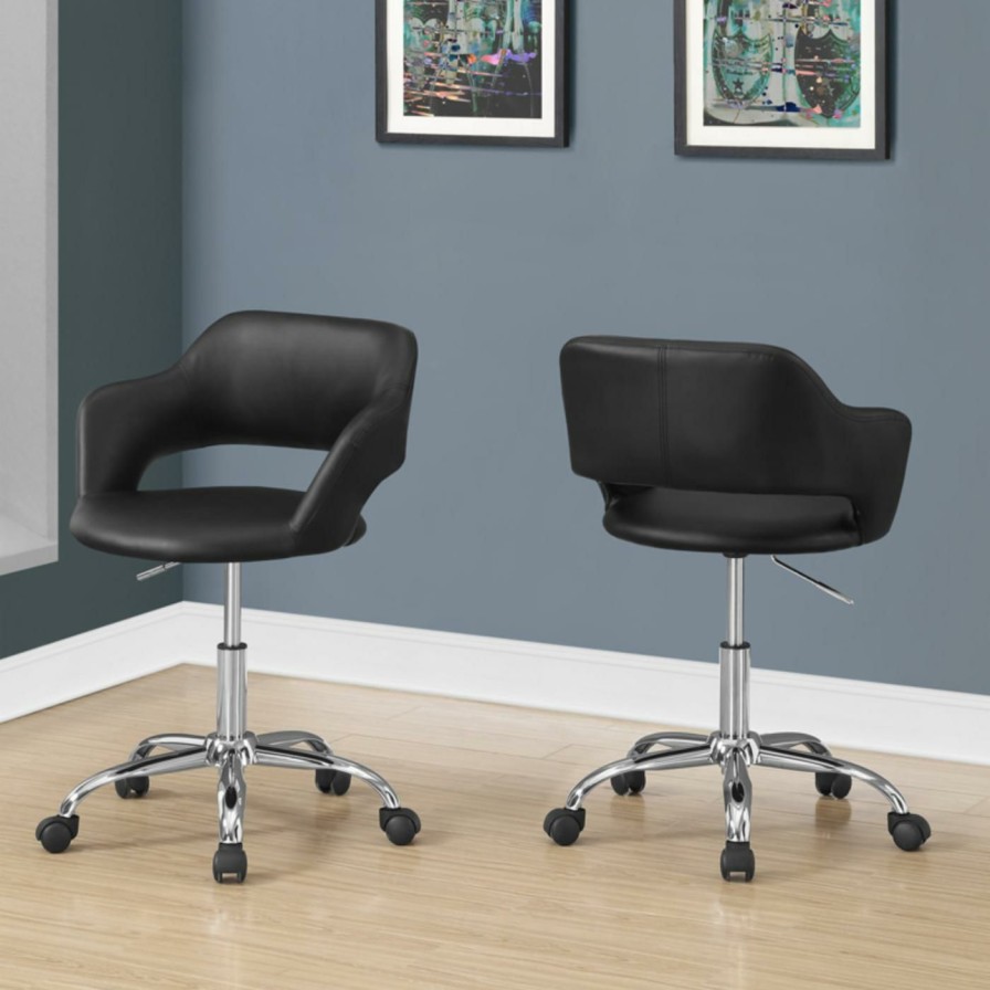 Task Chairs * | Best Deal Task Chairs Monarch Specialties Mid-Century Modern Faux Leather Mid-Back Office Task Chair