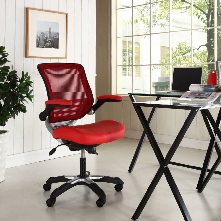 Task Chairs * | Best Reviews Of Task Chairs Modway Edge Leatherette Office Chair