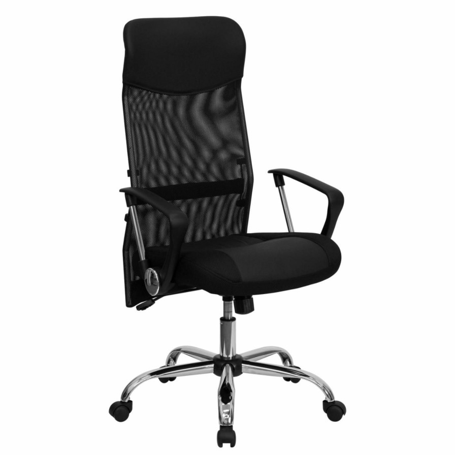 Office Chairs * | Deals Executive Chairs Flash Furniture High Back Chair With Mesh Back Black