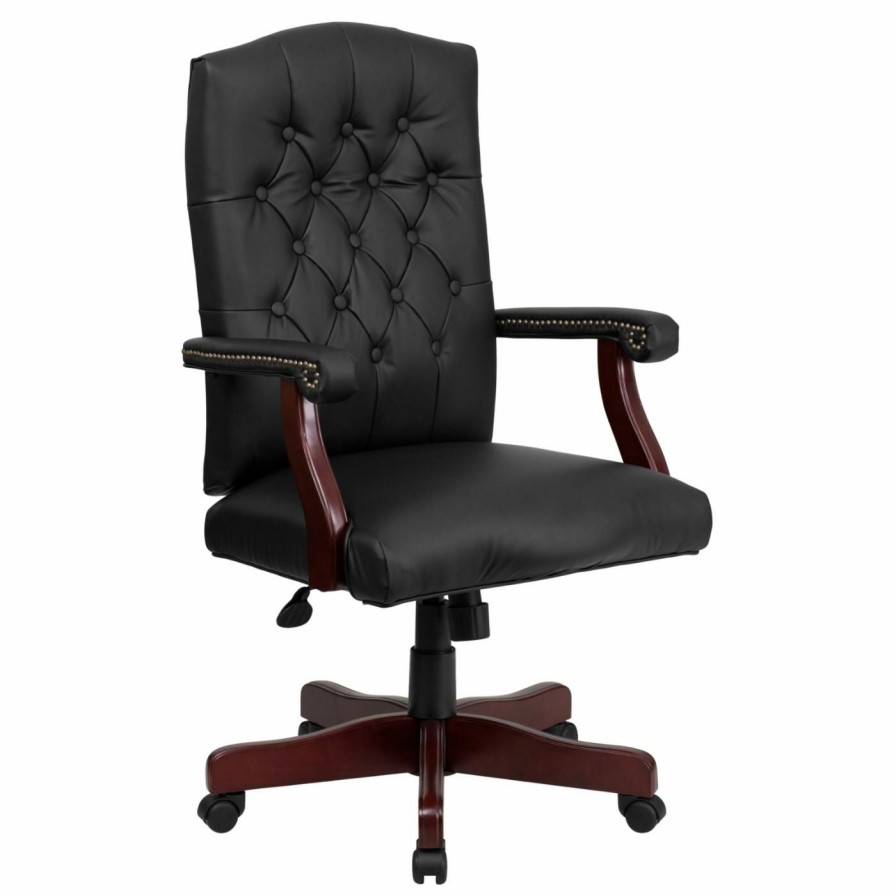 Office Chairs * | Flash Sale Executive Chairs Flash Furniture Martha Washington Leather Executive Swivel Office Chair