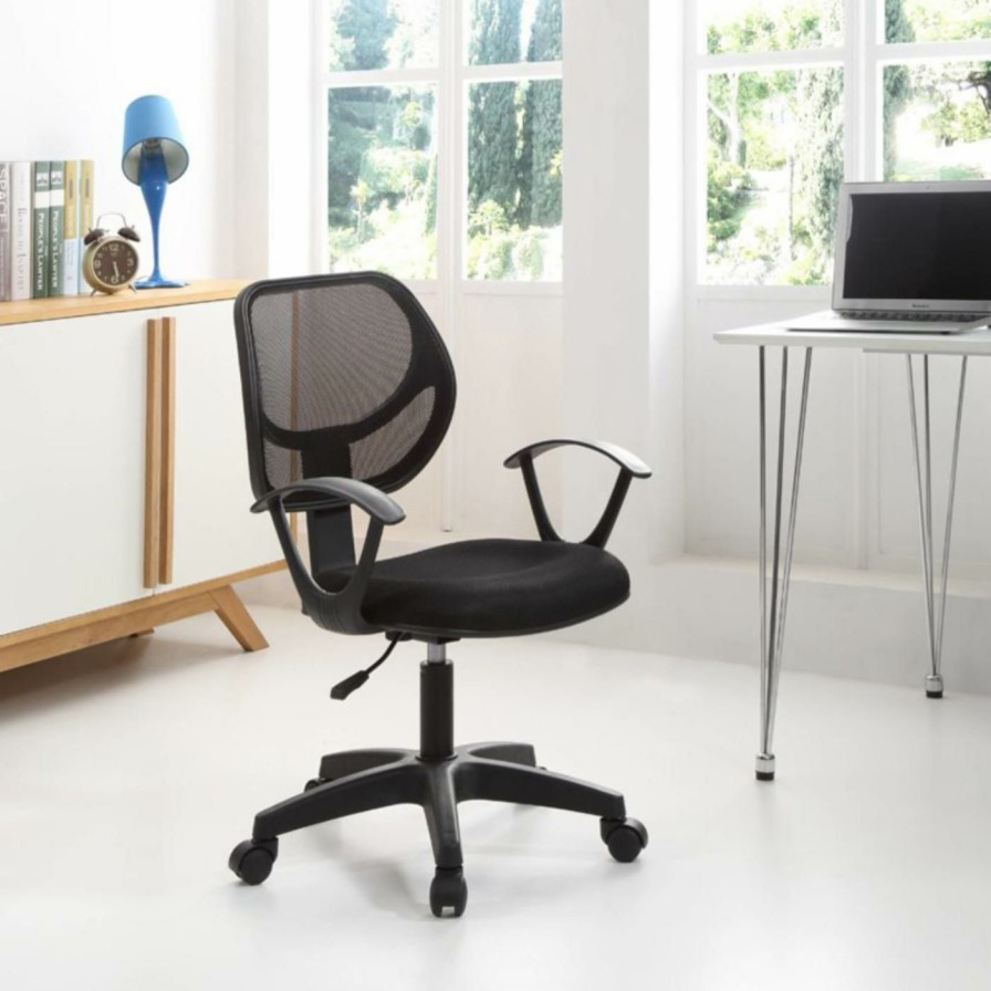 Task Chairs * | Best Pirce Hodedah Imports Task Chairs Hodedah Hi-5006 Mesh Task Chair Black