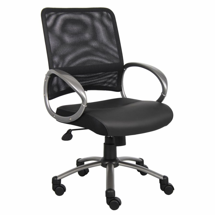 Task Chairs * | Wholesale Task Chairs Boss Mesh Back Task Chair With Pewter Finish