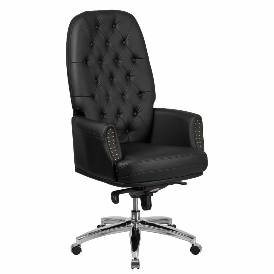 Office Chairs * | Best Pirce Executive Chairs Flash Furniture High Back Tufted Leather Executive Swivel Office Chair With Arms