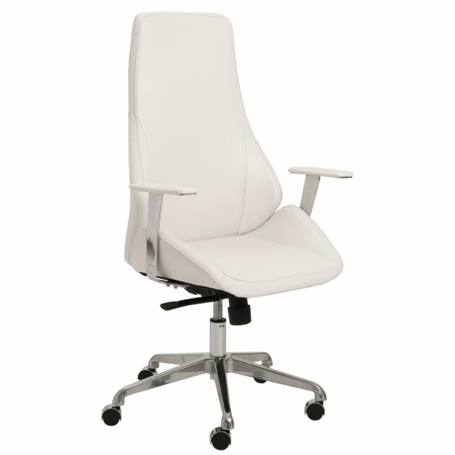 Task Chairs * | New Task Chairs Euro Style Bergen High Back Office Chair White / Aluminum