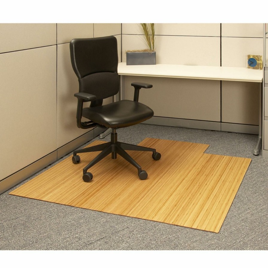 Computer Chair Mats * | Cheap Anji Mountain Computer Chair Mats Natural 55 X 57 Bamboo Roll-Up Office Chair Mat