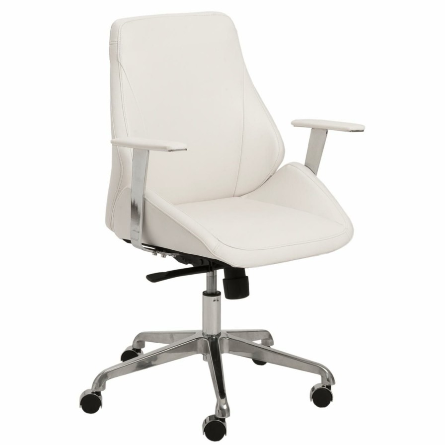 Task Chairs * | Outlet Task Chairs Euro Style Bergen Low Back Office Chair White / Aluminum