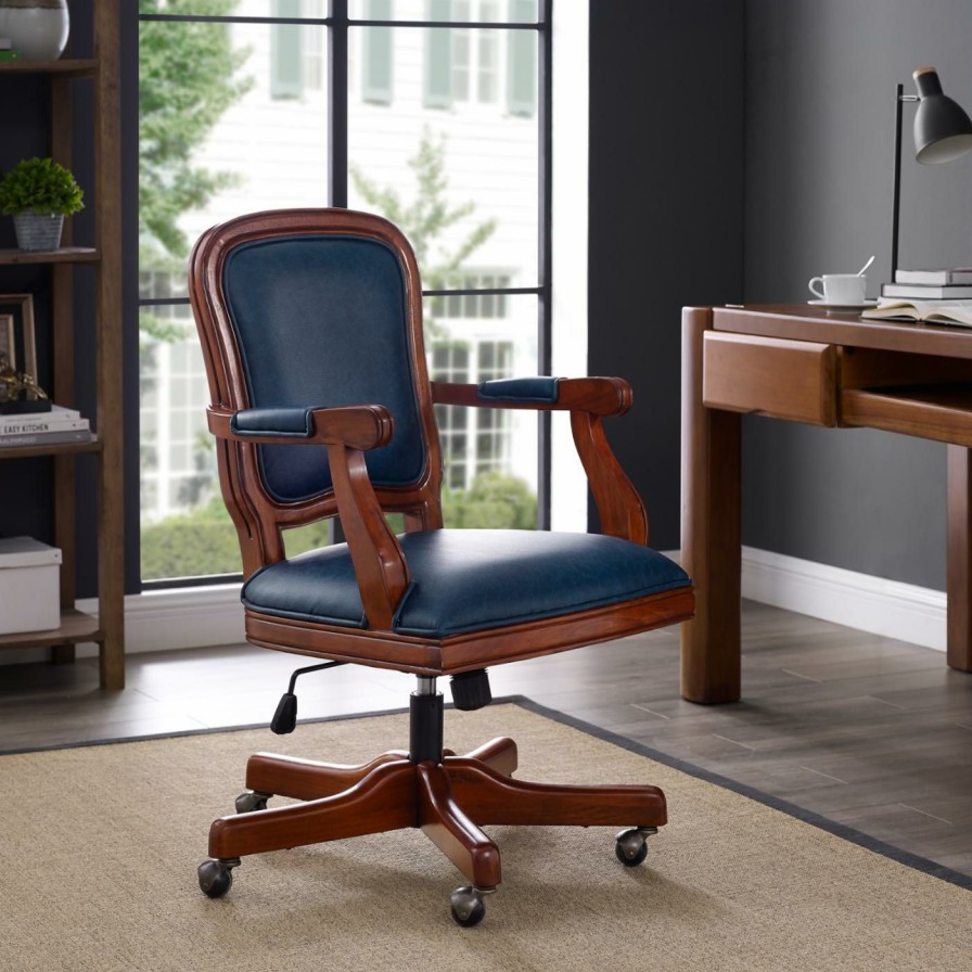 Office Chairs * | Discount Executive Chairs Linon Maybell Office Chair Rustic Brown / Natural Gray