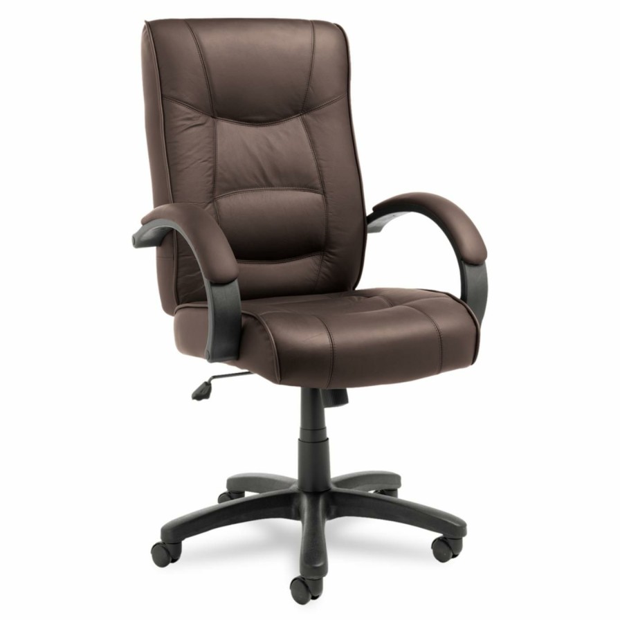 Office Chairs * | Coupon Executive Chairs Alera Strada Series Top-Grain Leather High-Back Swivel/Tilt Chair Black