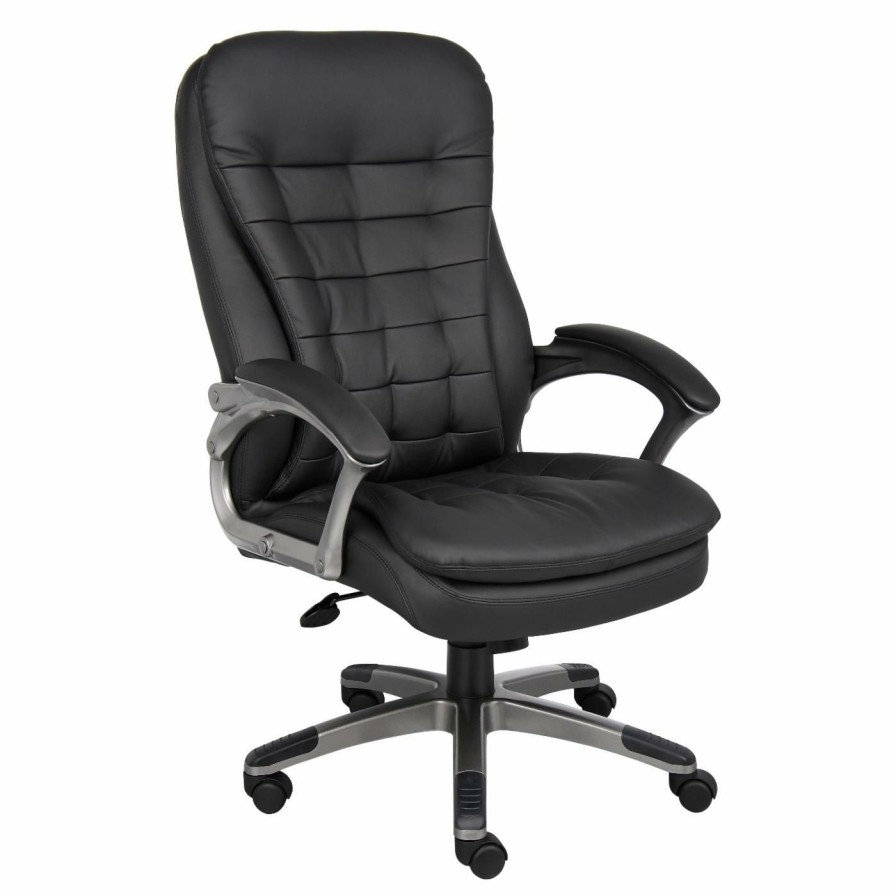 Office Chairs * | New Executive Chairs Boss High Back Executive Chair With Pewter Finished Base