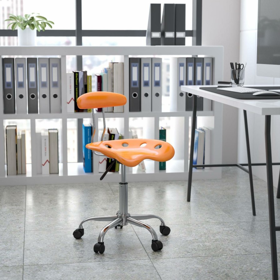 Task Chairs * | Outlet Task Chairs Flash Furniture Computer Task Chair With Tractor Seat And Chrome Base