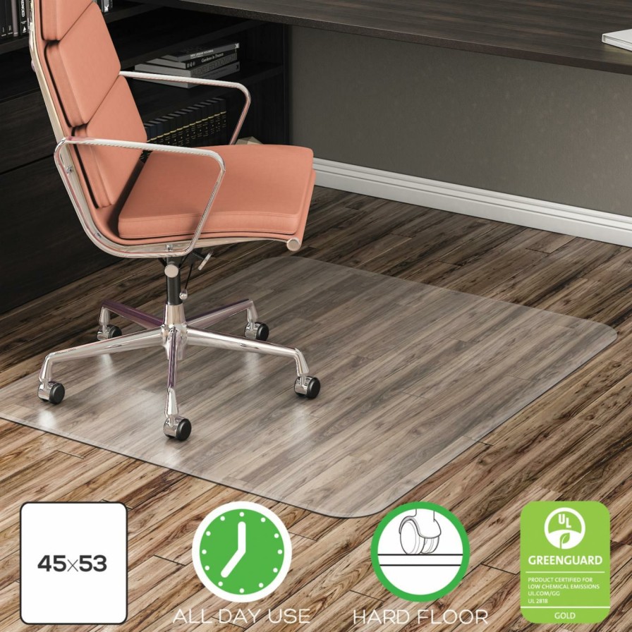 Computer Chair Mats * | Cheapest Computer Chair Mats Deflect-O 45 X 53 Economat Anytime Use Chair Mat For Hard Floor