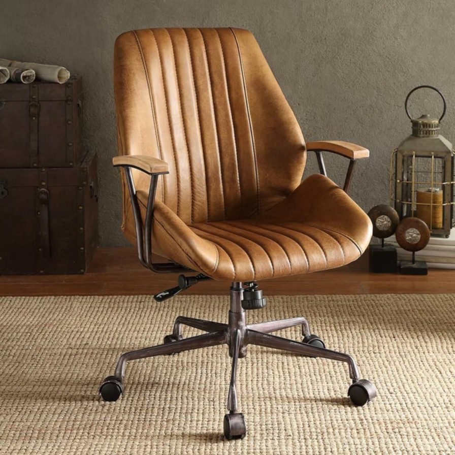 Task Chairs * | Budget Task Chairs Acme Furniture Hamilton Top Grain Leather Office Task Chair