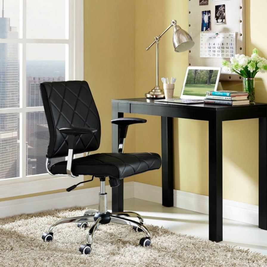 Task Chairs * | Coupon Task Chairs Modway Lattice Vinyl Office Chair Black