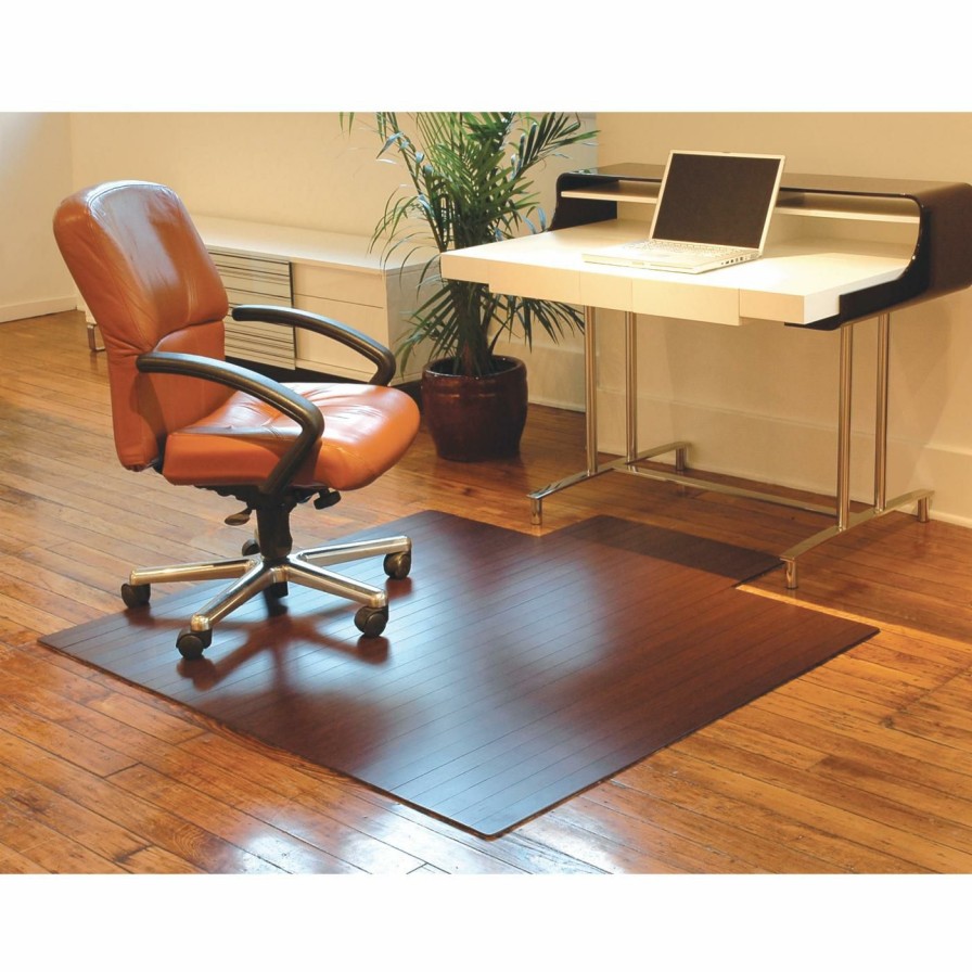 Computer Chair Mats * | Best Reviews Of Anji Mountain Computer Chair Mats Dark Cherry 55 X 57 Bamboo Roll-Up Office Chair Mat