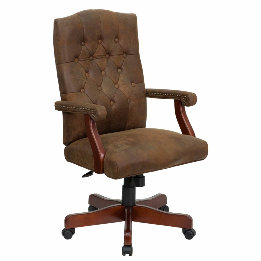 Task Chairs * | Cheapest Task Chairs Flash Furniture Bomber Classic Executive Office Chair Brown