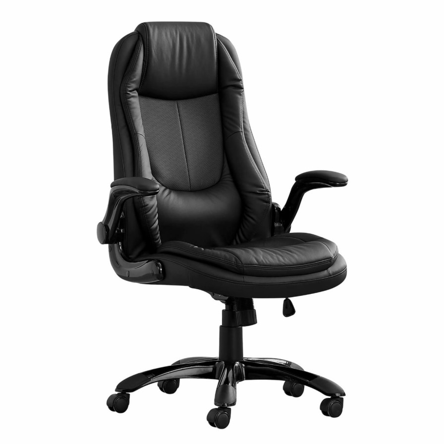 Office Chairs * | Deals Executive Chairs Monarch Specialties Adjustable Height Faux Leather Executive Office Chair, Black