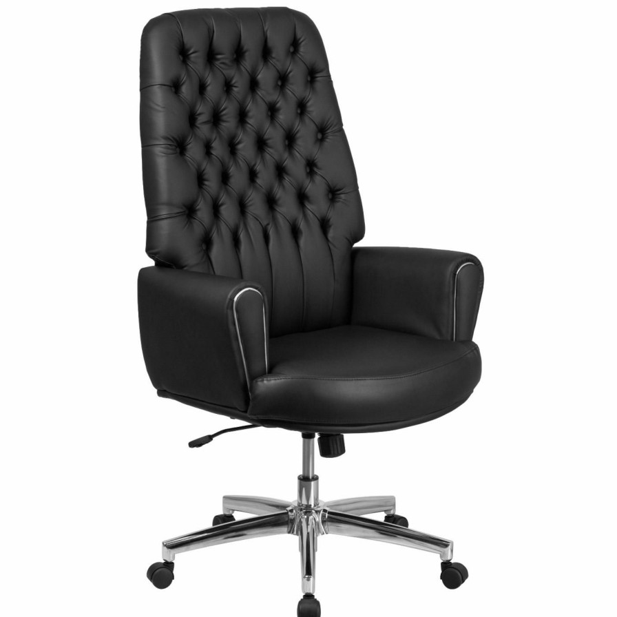 Office Chairs * | Outlet Executive Chairs Flash Furniture High Back Black Leather Executive Chair