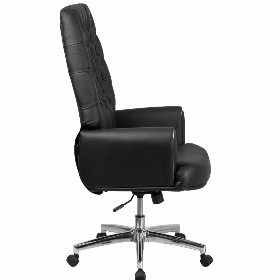 Office Chairs * | Outlet Executive Chairs Flash Furniture High Back Black Leather Executive Chair