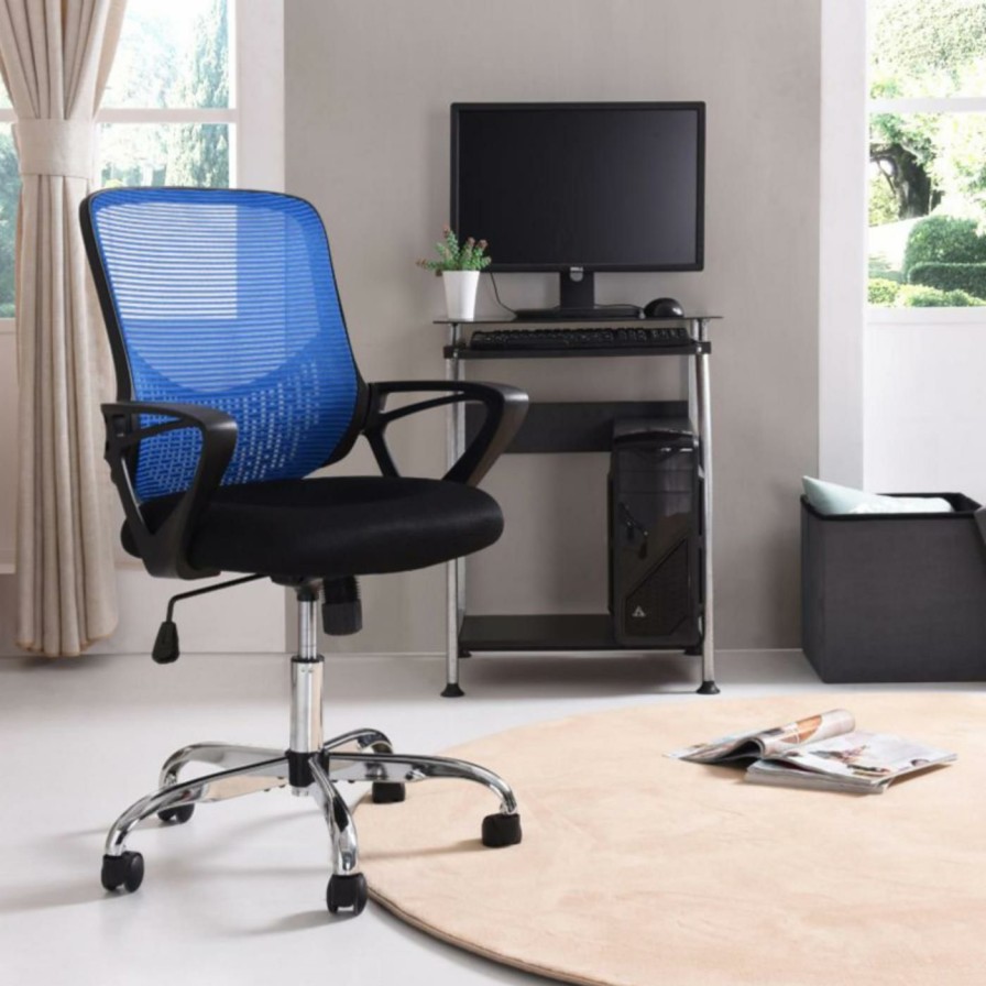 Task Chairs * | Budget Hodedah Imports Task Chairs Hodedah Hi-5008 Mesh Task Chair Blue