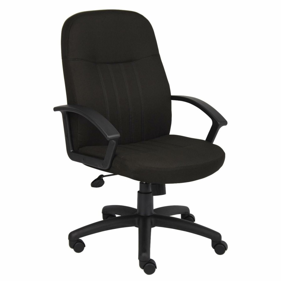 Task Chairs * | Hot Sale Task Chairs Boss Mid Back Fabric Managers Chair In Black