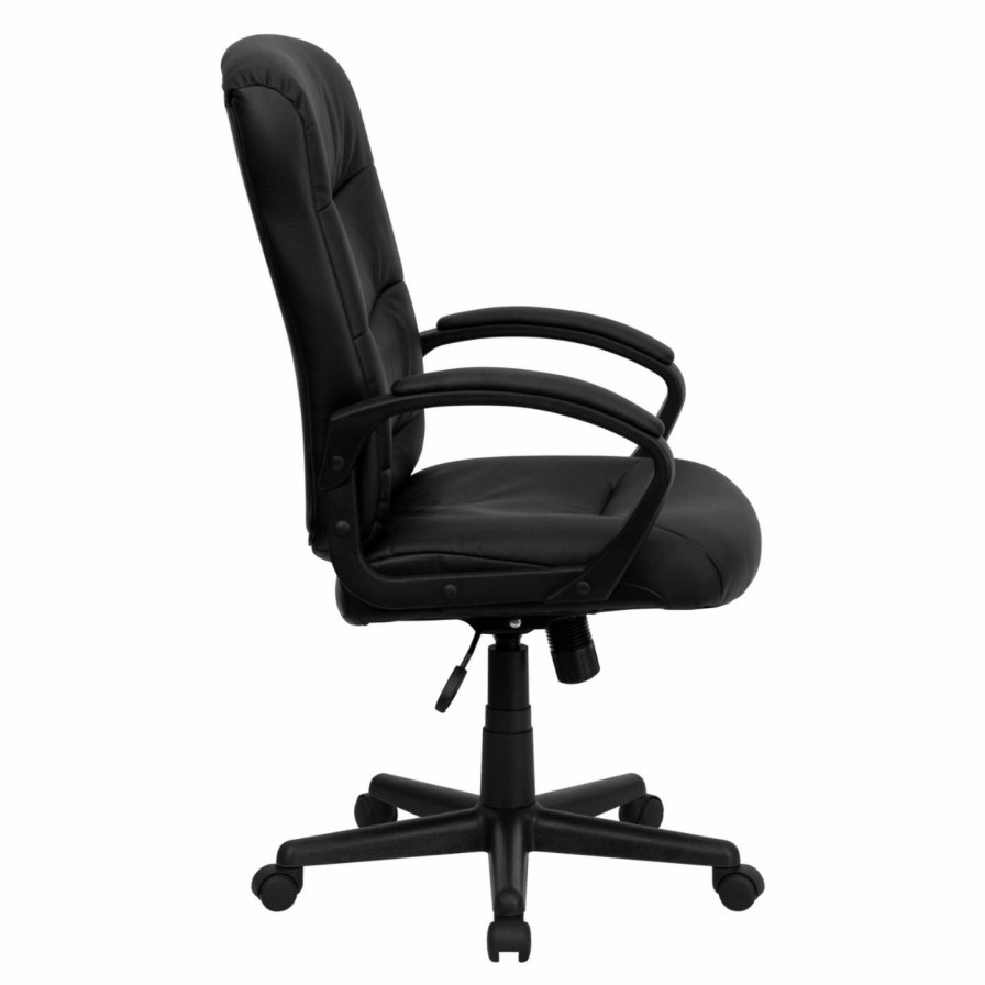 Office Chairs * | Promo Executive Chairs Flash Furniture Mid-Back Office Chair Black Leather