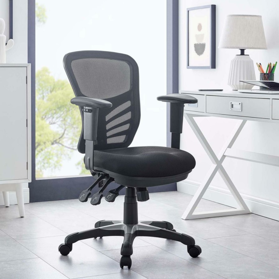 Task Chairs * | Best Pirce Task Chairs Modway Articulate Mesh Office Chair Black