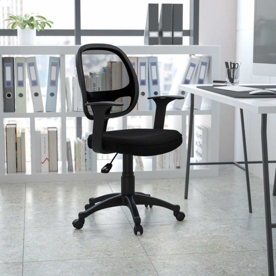 Task Chairs * | Best Pirce Task Chairs Flash Furniture Mid-Back Computer Chair Black