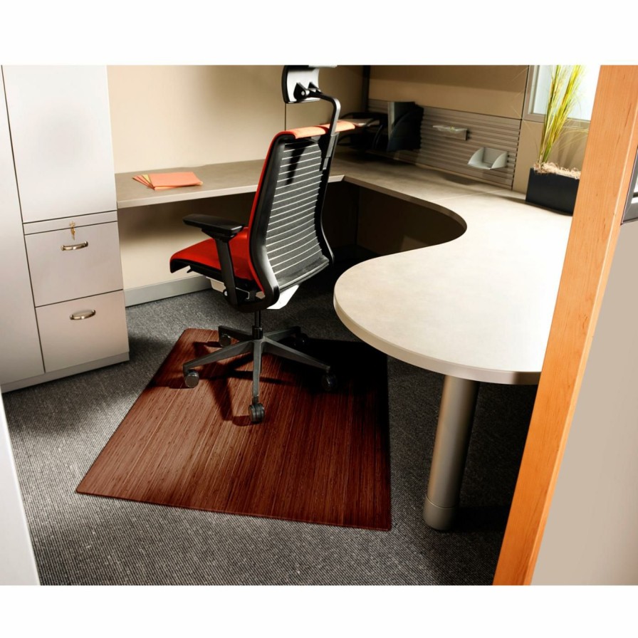 Computer Chair Mats * | Coupon Anji Mountain Computer Chair Mats Anji Bamboo Roll-Up Walnut Chairmat Without Lip